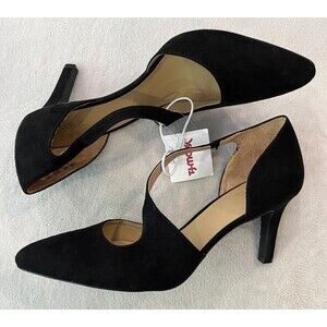 NEW Naturalizer Womens Ezmae Black Suede Pumps Cross Over Strap Shoes Size 9.5